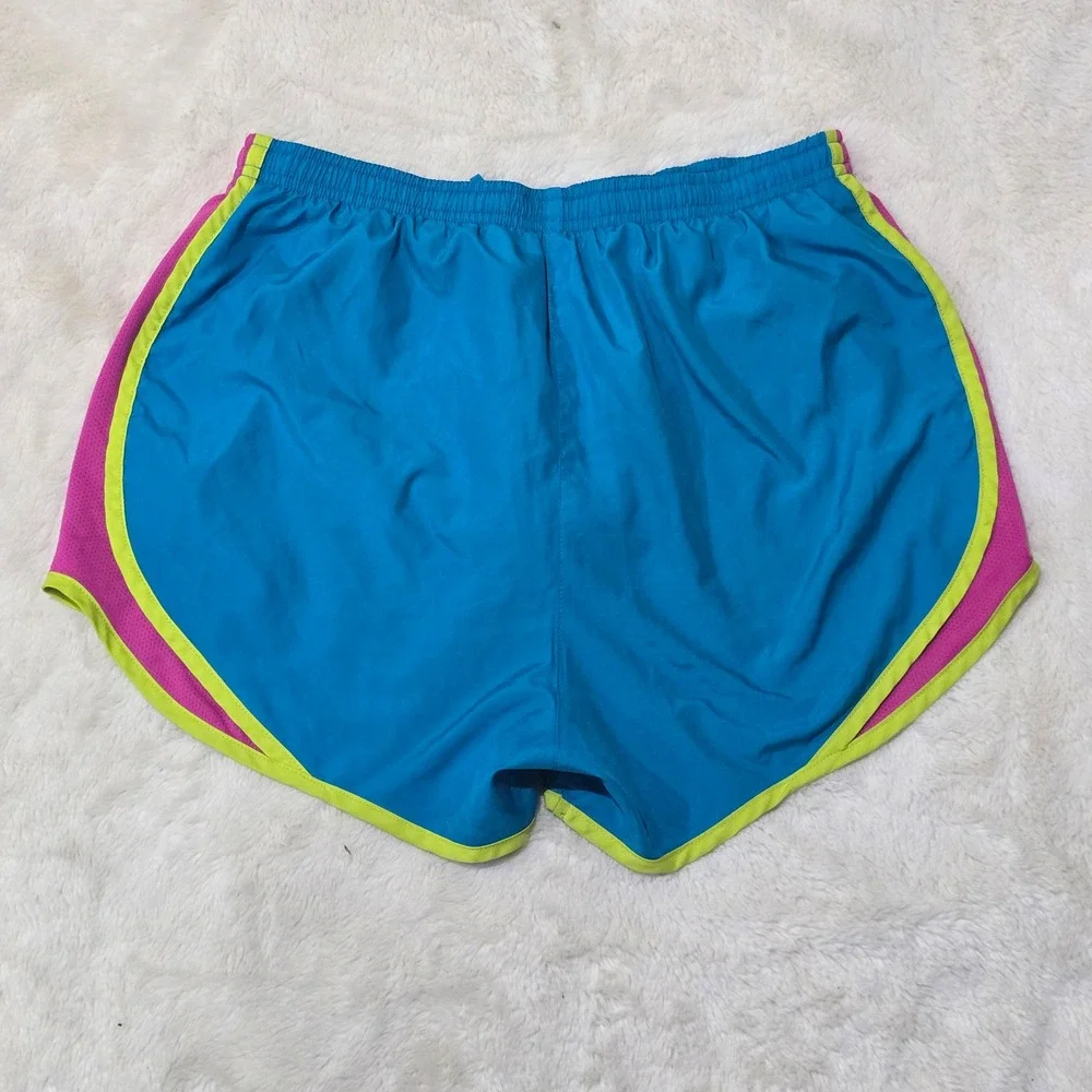 Nike Dri-FIT Tempo Running Shorts Blue Pink‎ Neon Athletic Yellow Womens Small